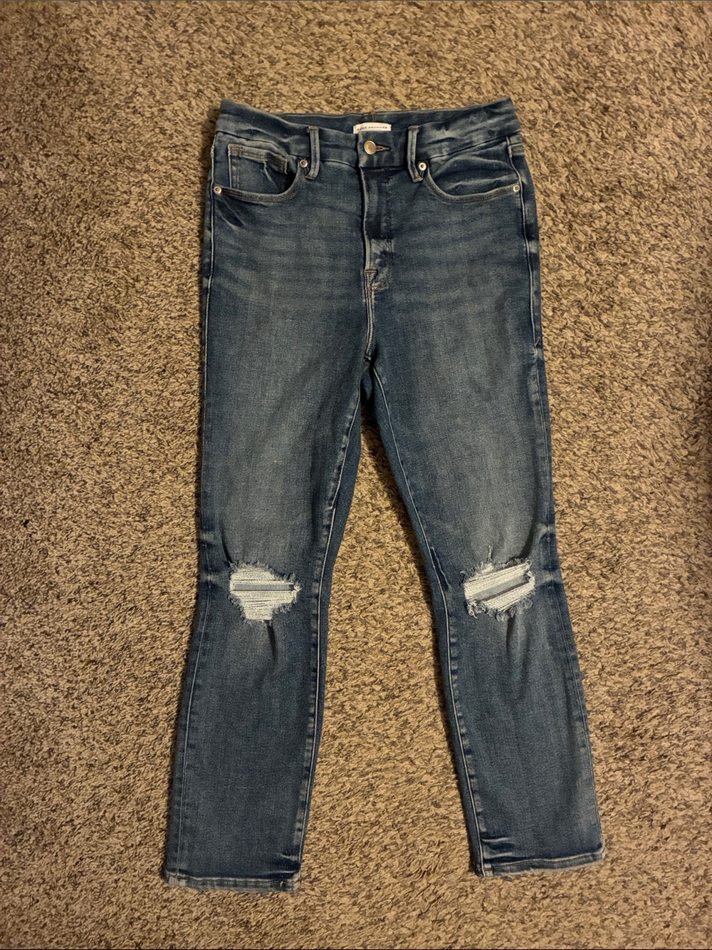 Good American distressed good legs high rise straight jeans -size 8/29